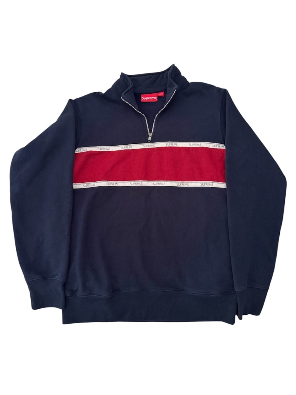 Supreme Tape Stripe Quarter Zip Sweater SS17 Season Size Medium VNDS